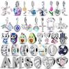 New Arrival 925 Silver Charms Chameleon Airplane Butterfly Clover Pendant Cat English Letter Sister Bead