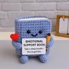 Crochet Emotional Support Book Handcrafted Positive Book Doll Crocheted Ornament with Encouragement Card Cheer Up Gift for Loved Ones Friends