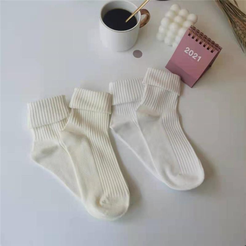 21 Black And White Socks Mid-Leg Socks Cute Thin Solid Color Lace Trendy Lolita Stockings