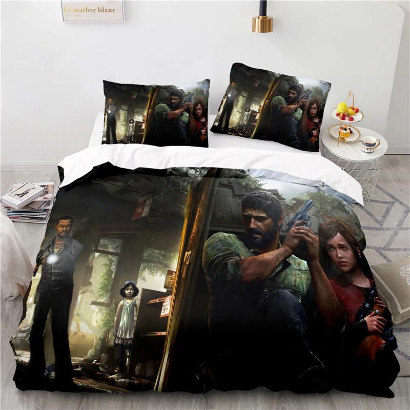 3D-печатная игра The Last of Us Пододеяльник Наволочка Постельное белье Двойной Твин Полный Королева Король Взрослый Дети Постельное белье Пододеяльник