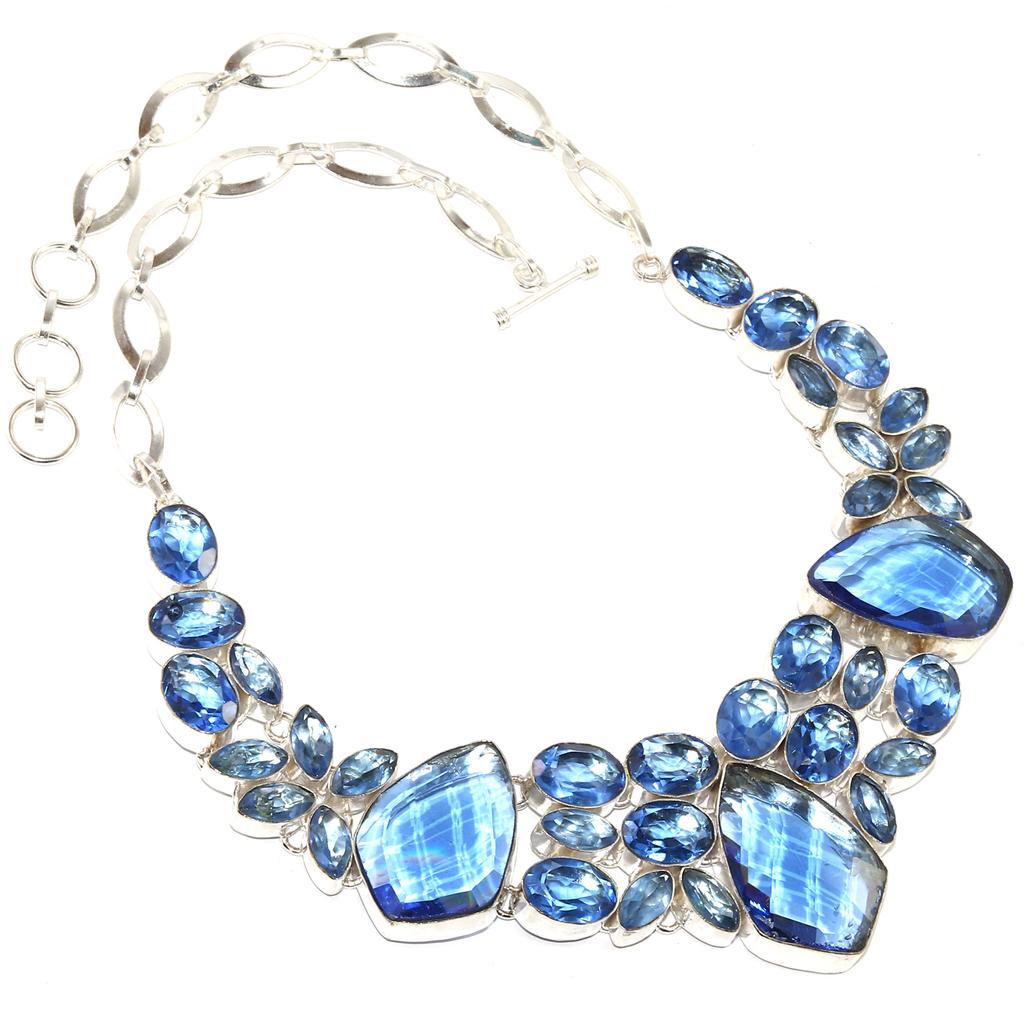 Серебряное ожерелье с драгоценными камнями Swiss Blue Quartz Friends, 16-18 дюймов
