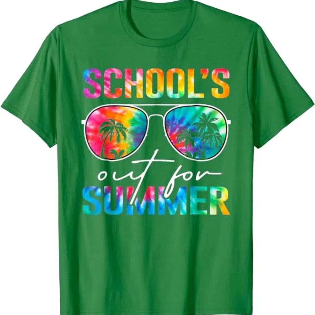 Schools Out for Summer Tie Dye Last Day of School Teacher T-Shirt Schoolwear Outfit Humor Funny Graduate Tee Top Graduation Gift