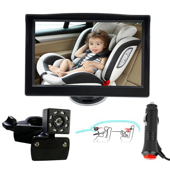 Baby Car Monitor High Resolution 360 Degree Rotation Night Vision Car Baby Backup Rearview Camera for Auto