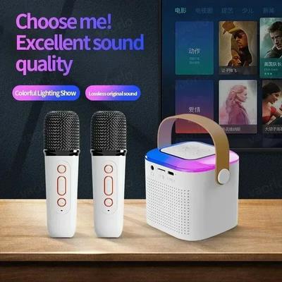 Y1 Караоке-машина Портативная акустическая система Bluetooth 5.3 PA с 1-2 беспроводными микрофонами Для дома, семьи, пения, подарков для детей