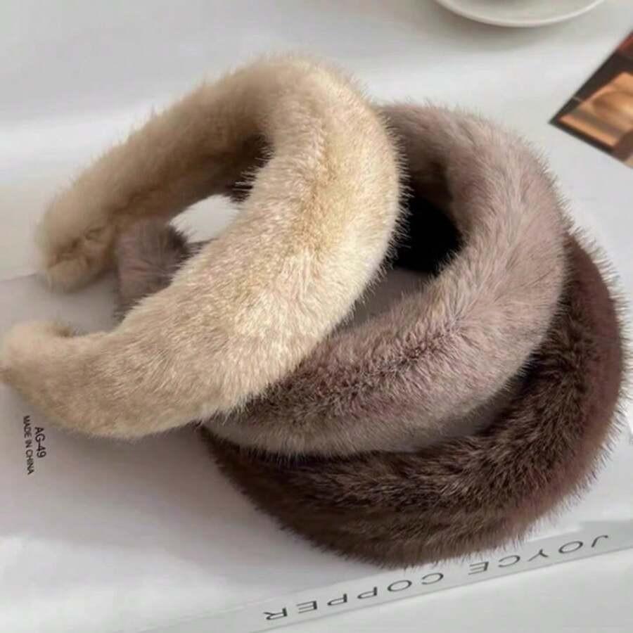 Повязка на голову Maillard Plush, Осенне-зимний головной убор высокого класса, Мягкая широкая плюшевая повязка для очищения лица и укладки волос для женщин