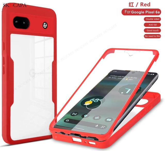 360-градусный двухсторонний гибридный прозрачный чехол для телефона для Google Pixel 6A, прочный мягкий чехол-бампер для Google Pixel 6a GX7AS GB62Z, прозрачный противоударный чехол