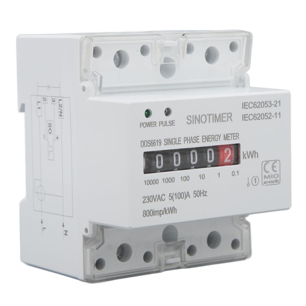 Счетчик электроэнергии Ватт-час Двухцветный светодиодный индикатор Монтаж на рейку Однофазный Умный дом Энергия Ватт