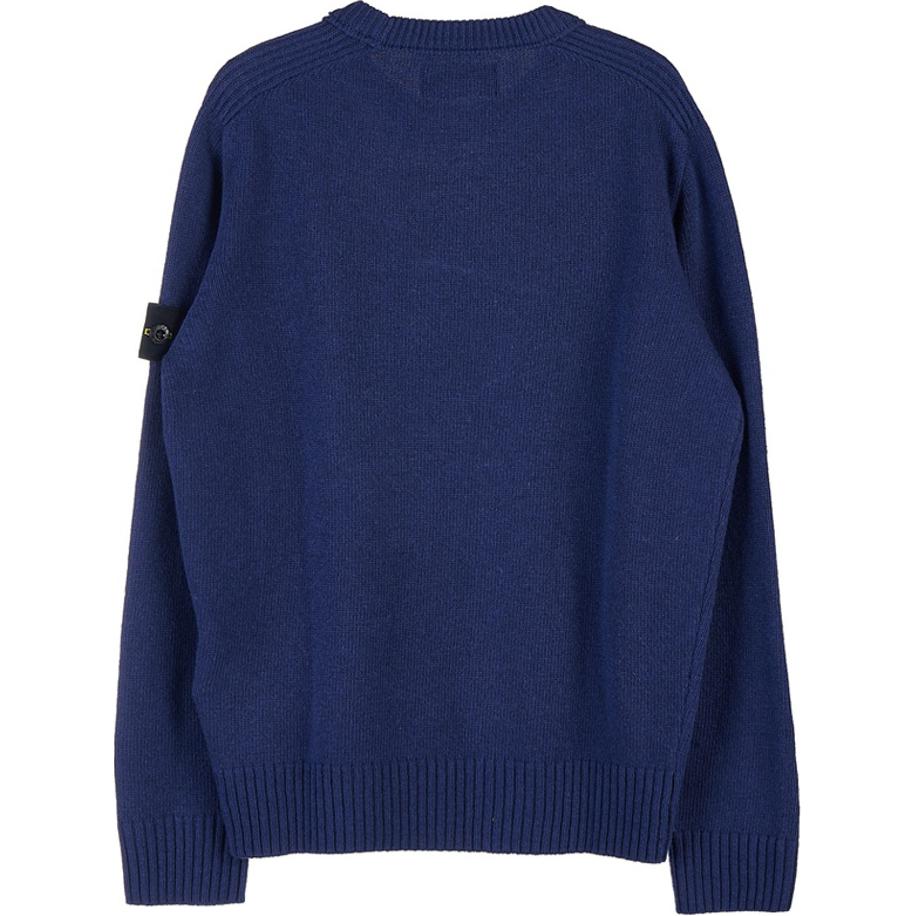 STONE ISLAND Однотонный свитшот с длинным рукавом и круглым вырезом с логотипом для детей Синий 7516506A1-V0027