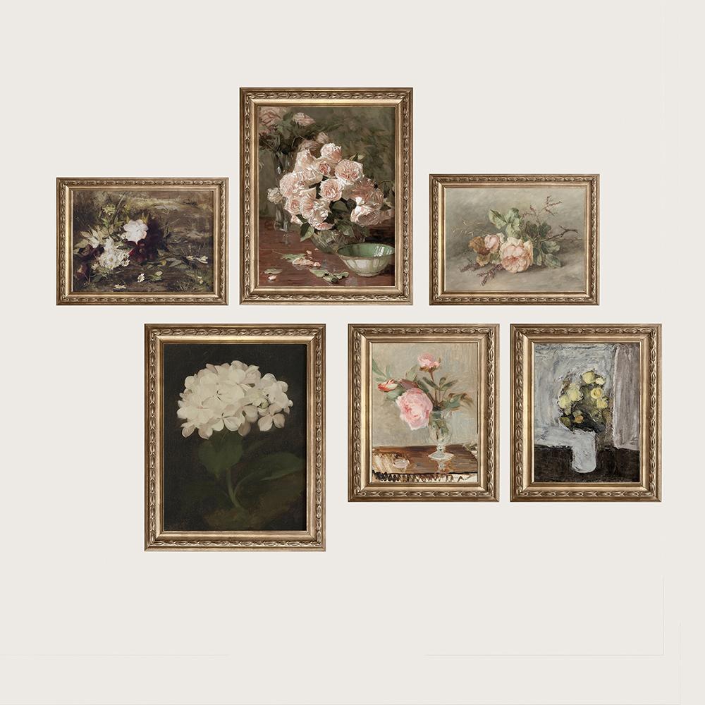 Moody Flower Canvas Painting Vintage Botanical Poster And Print Still Life Dark Flower Wall Art Picture Decoration Room Home Art