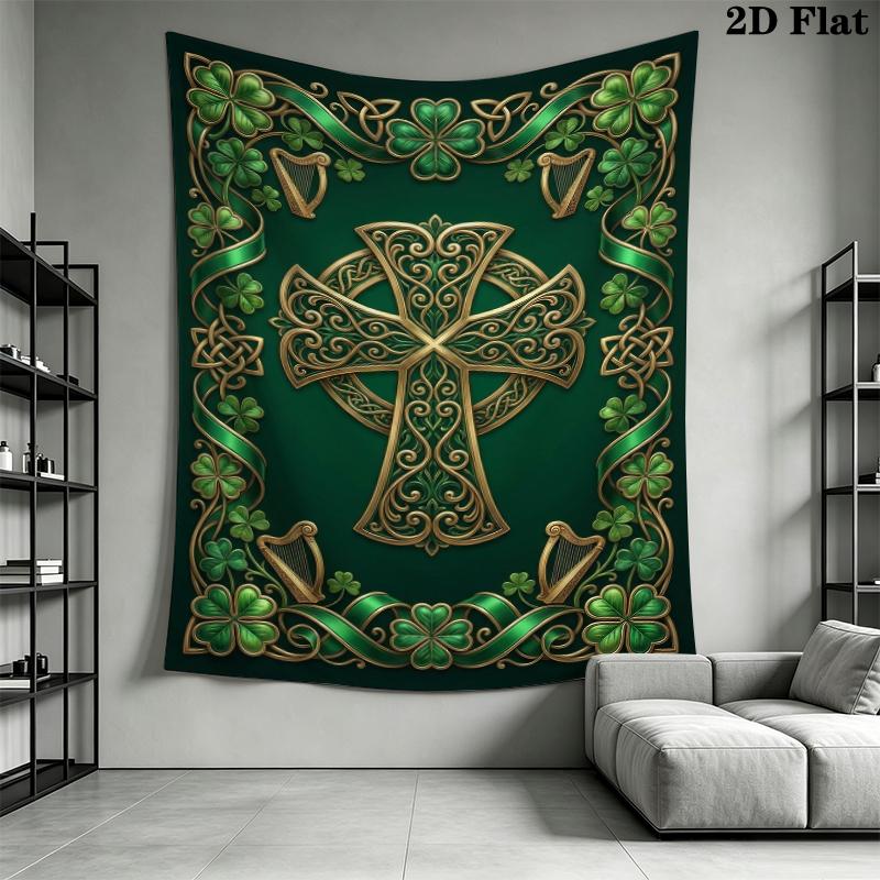 St.Patrick's Day Wall Tapestry Aesthetic Wall Hanging Printed Fabric Blanket Decorative Tapestries for Bedroom Living Room Home Decor