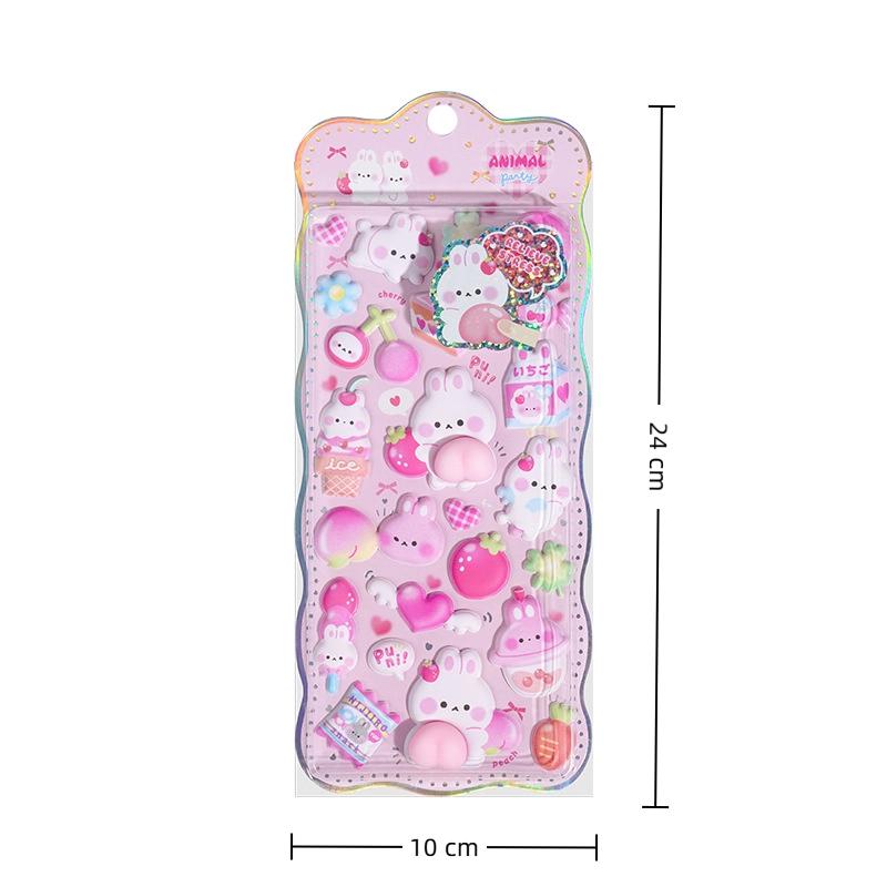 Kawaii Cartoon 3D Fart Peach Stereo Sticker Stereoscopic Lovely Animals Relieve Stress Stickers DIY Decor Stickers Supplies