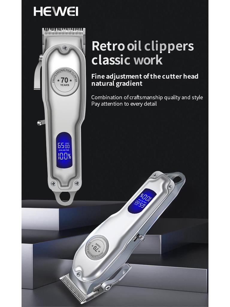 Universal Rechargeable Hair Clipper with LCD Display for Bald Head and Sculpting