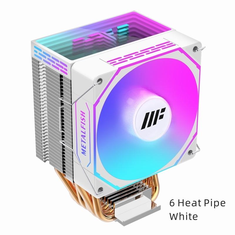 METALFISH Кулер для процессора ПК Белый Радиатор 4-контактный PWM Тихий ARGB Вентилятор Для Intel 1700 1200 1150 1155 1156 1366 2011 AM5 AM4 AM3 x99 x79