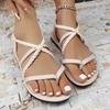 Woven Flat Shoes Women's Elastic Band Light and Casual Beach Flip-flops