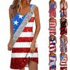 Женские летние повседневные свободные пляжные платья без рукавов с принтом на День независимости и круглым вырезом