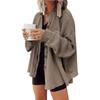Womens Shacket Jacket Waffle Knit Oversized Button Down Shirts Fall Outfits 2023 Fashion Clothes