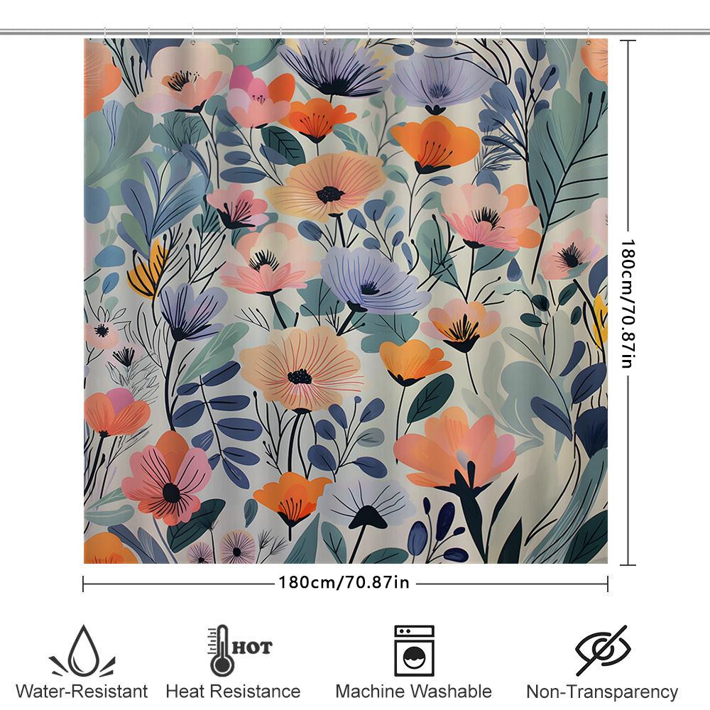 Очаровательная шторка для душа с цветочным принтом, декор для современной ванной комнаты