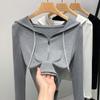 Black Half Zipper Fleece Hooded Sweatshirt for Women In Autumn and Winter with A Hat As The Base and A Casual Waist Cinched Top