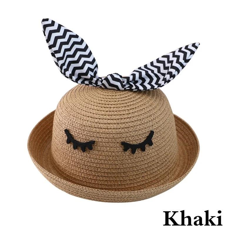 Шапка-панама с кроличьими ушками для малышей, мальчиков и девочек, детские пляжные кепки, летняя шляпа от солнца, шапочки для младенцев и малышей