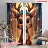 2pcs,2D Plane Printing Curtain Popular Cute Christmas Deer Winter Snow Versatile Durable Polyester (without Rod) Decorations