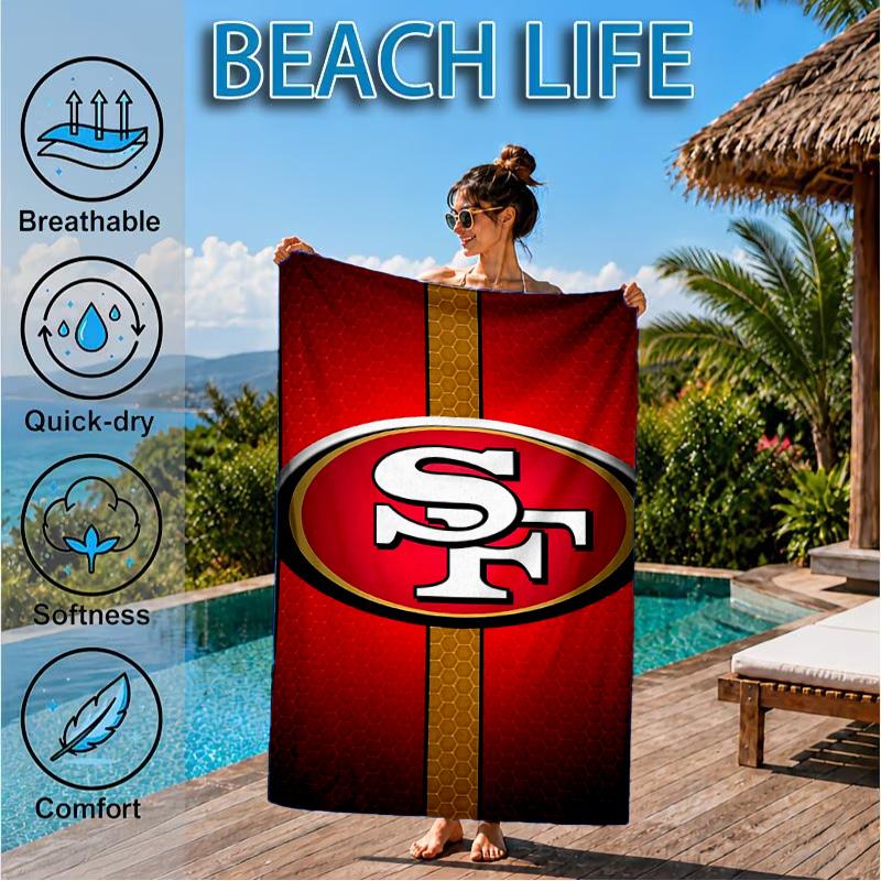 San Francisco football Beach Towel, Microfiber Beach Towel, Perfect For Pool, Beach, Travel, Home Decor Beach Party Fan gifts