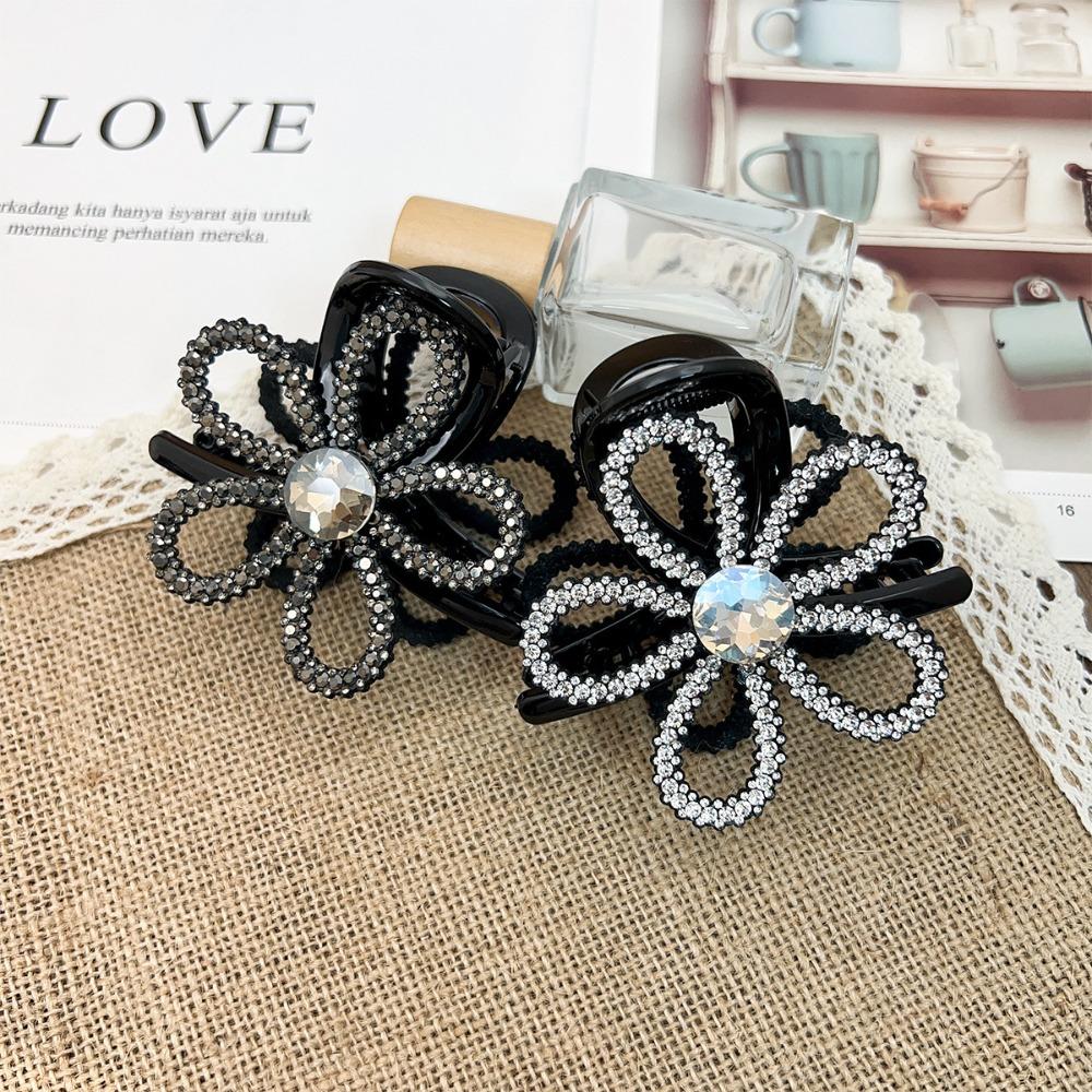 Rhinestone Shark Clip Zircon Shiny Hair Claw Creative Flower Pearls Shark Clip Party