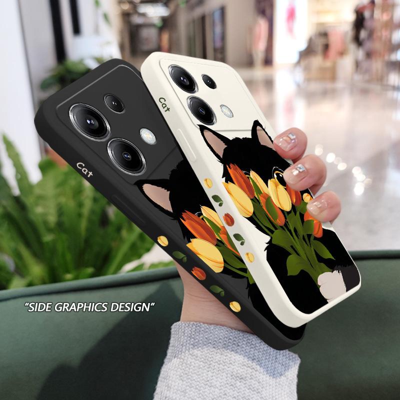 Чехол-кейс для телефона с милым котиком-тюльпаном для Xiaomi Poco F8 F7 X7 X6 F6 M6 M5 M5S F5 X5 F4 X4 M4 F3 M3 X3 Pro 4G 5G GT Силиконовый чехол