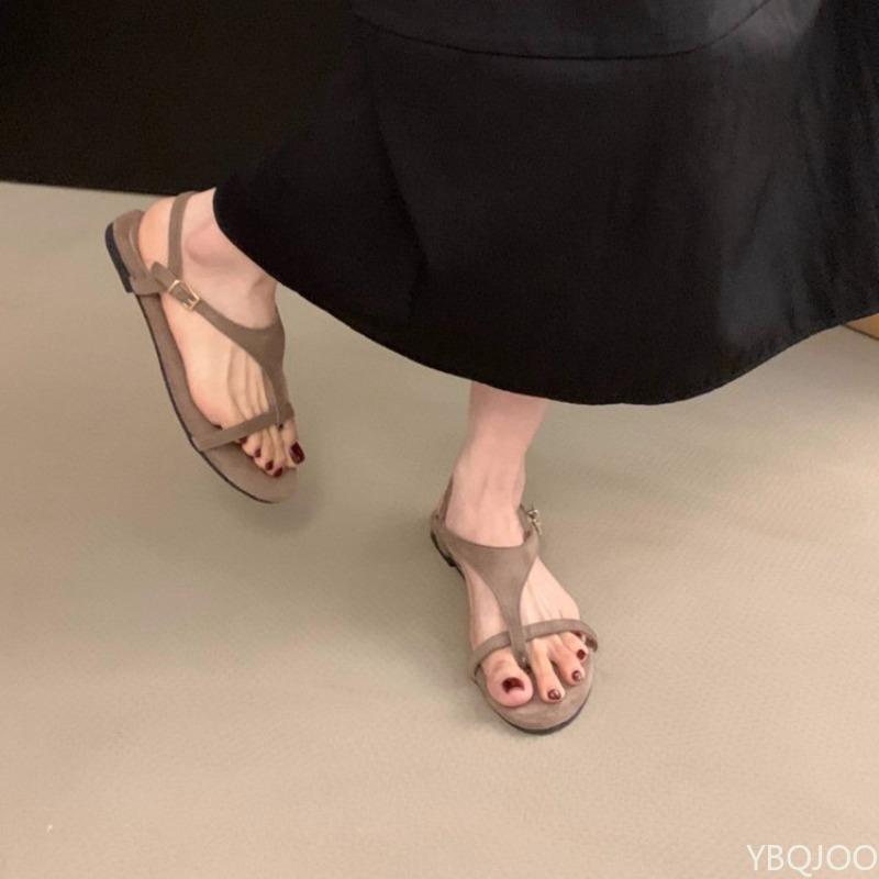 Летние женские сандалии-вьетнамки на плоской подошве простые, модные, универсальные, подходят для ношения на улице, ретро женская обувь