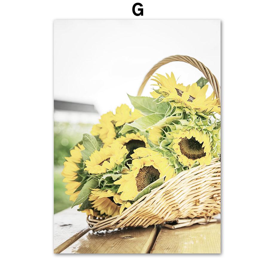 Подсолнух велосипед деревня весенний пейзаж настенная живопись на холсте плакаты на скандинавскую тему и принты настенные панно для декора гостиной