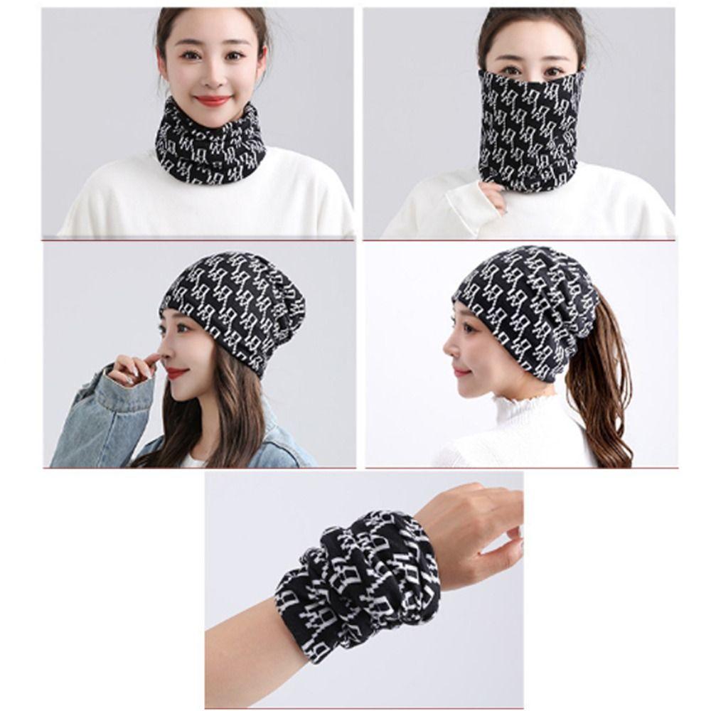 Multi-purpose Women Printed Scarf Casual Warm Face Mask New Twisted Cap