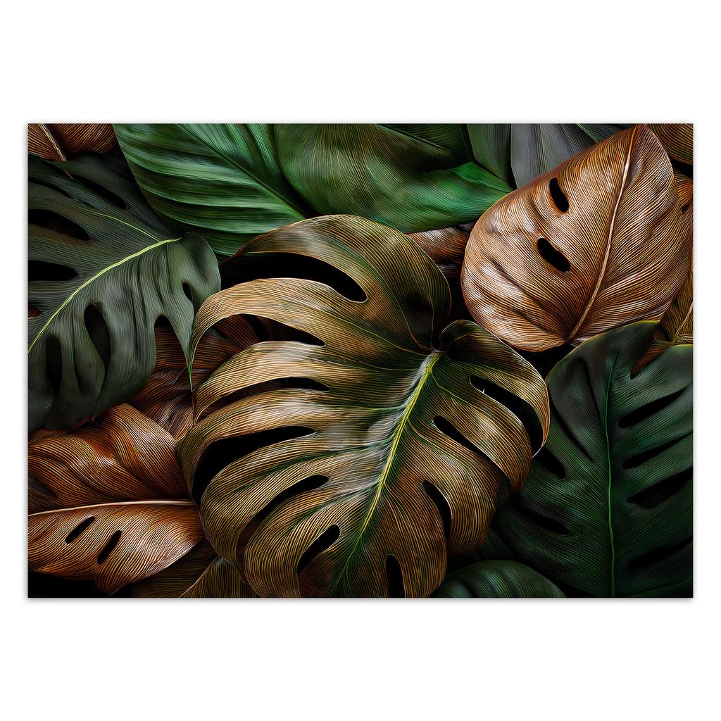 Wallpaper Monstera Leaves In Natural Colors