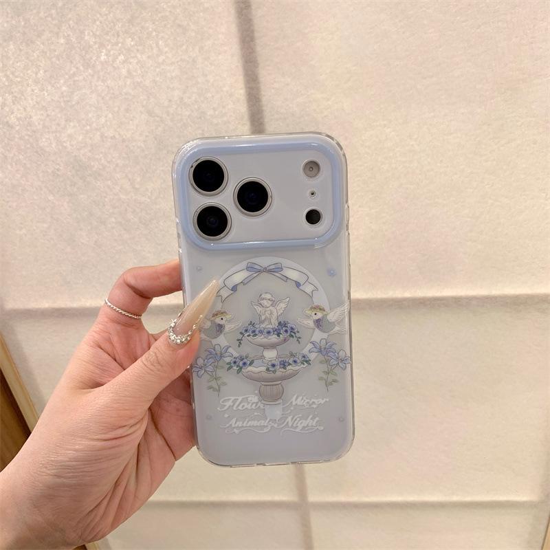 Французский Купидон Ангелочек Магнитный Чехол для Телефона для iPhone 14/15/16 Pro Max/17