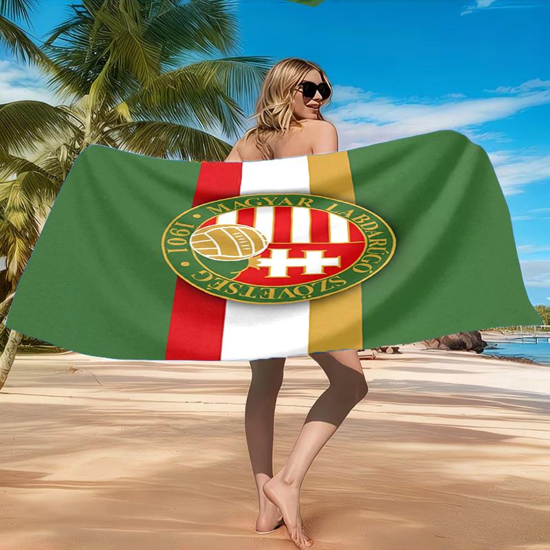 Hungarian Football Emblem Beach Towel, Quick-drying, Easy to Care for, Suitable for Both Fitness and Beach Vacations,Sports Essential