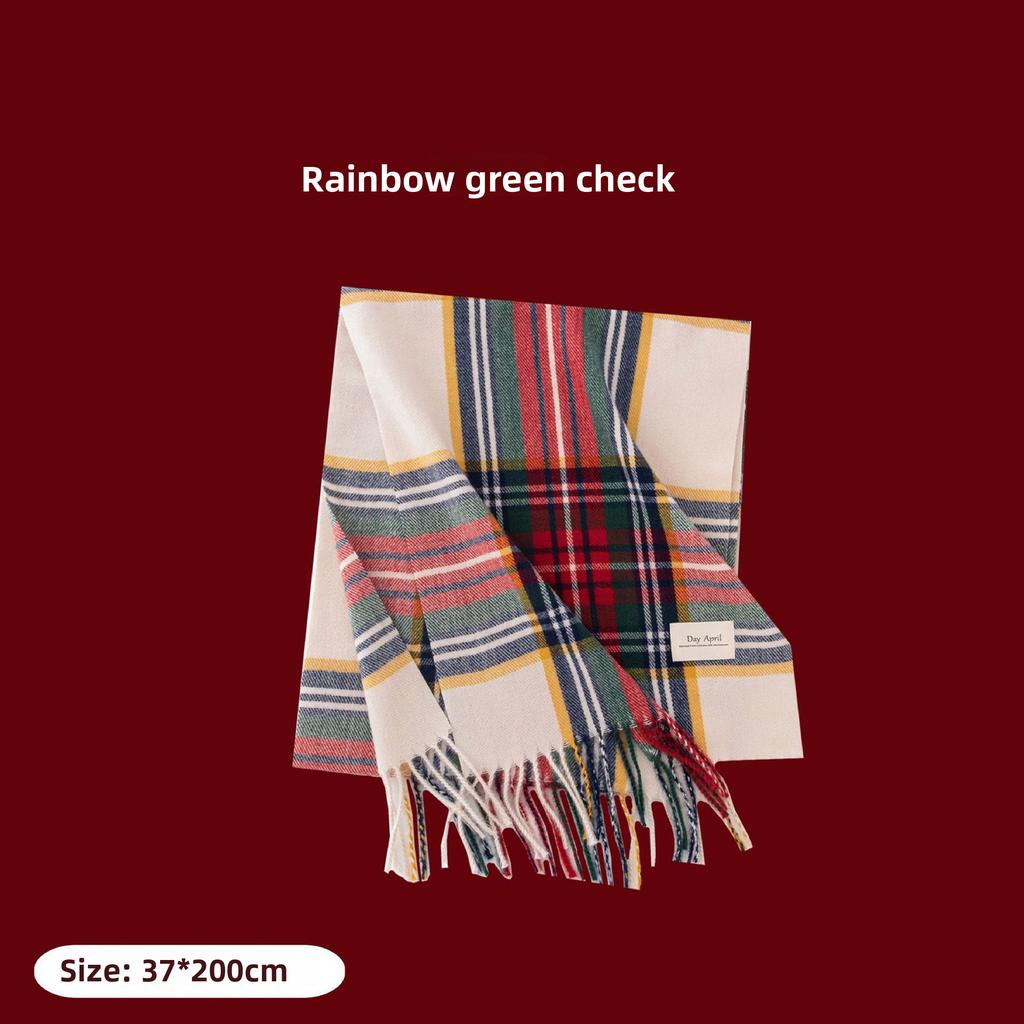 Ankara Red Plaid Scarf Christmas Scarf Winter Atmosphere Versatile Women's Cashmere Feel Scarf Warm Shawl