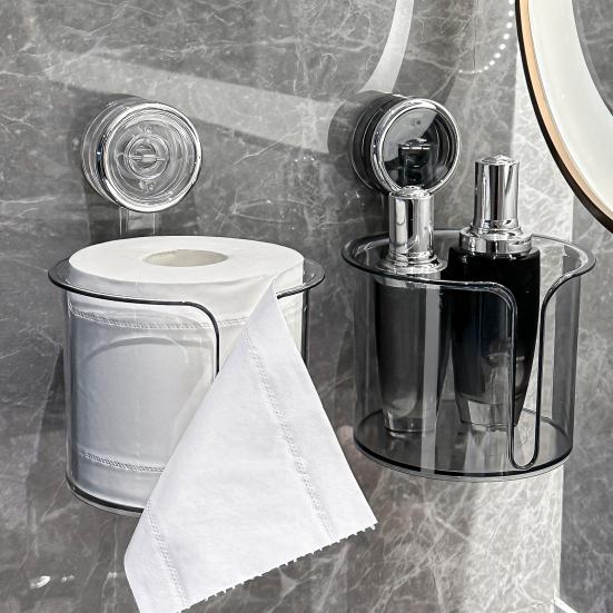 Tissue Box Wall-Mounted Roll Paper Holder with Vacuum Suction Cup Easy Installation Tissue Organizer for
