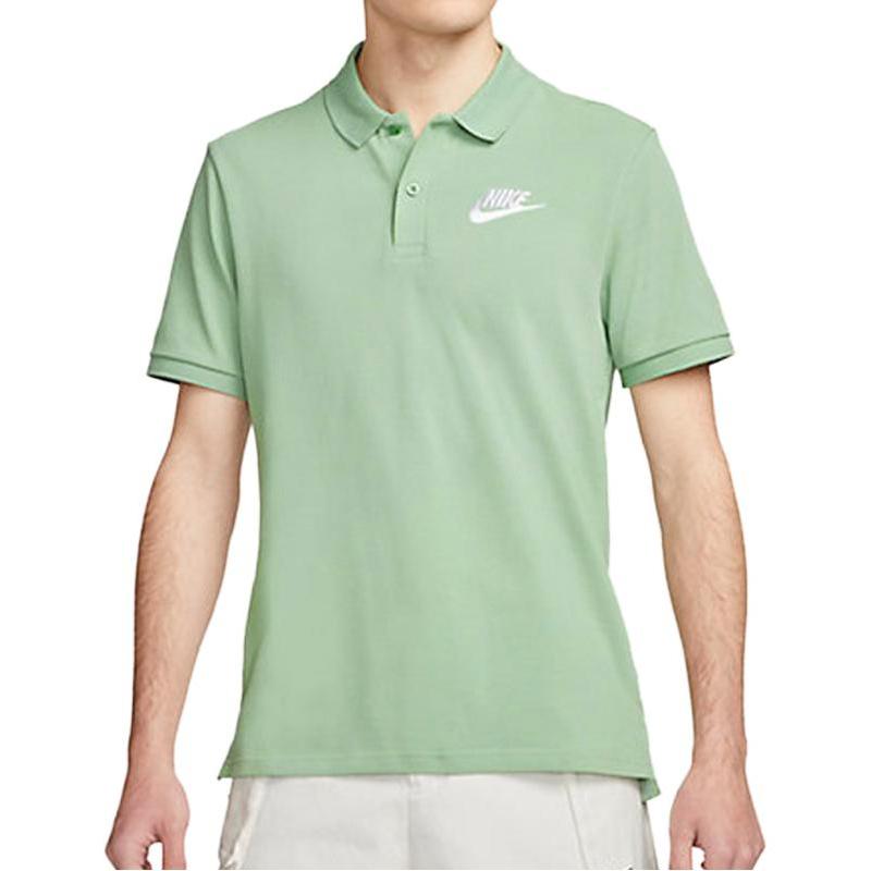 Nike Sportswear Solid Color Logo Polo Shirt Men Tops Matcha-Green 909747-006