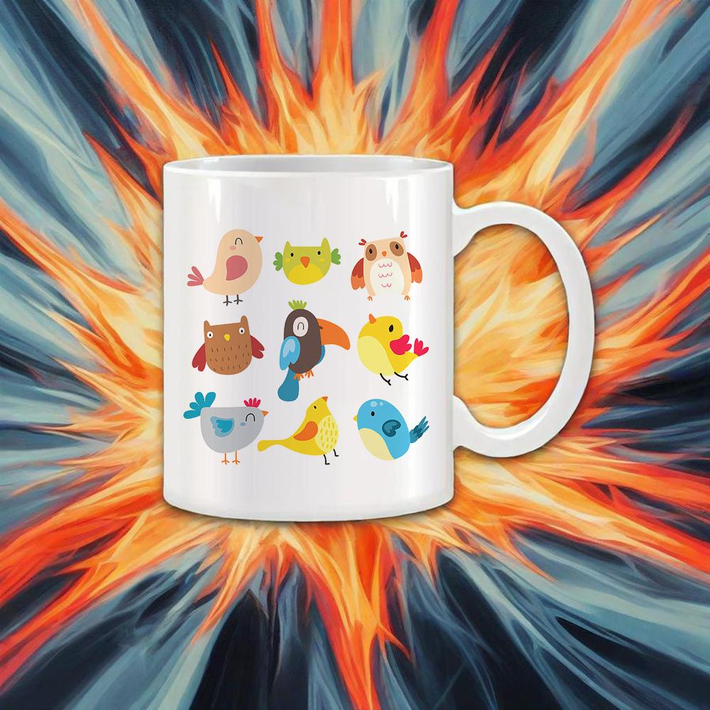 Various Birds Pattern Beer Mug Owl Themed Coffee Mugs Drinkware for Milk Juice Soup Cute Gift for Classmate Coworker Ceramic Cup