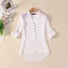 V Neck Chiffon Blouse With Large Pockets Loose Fit Long Sleeve Shirt For Women