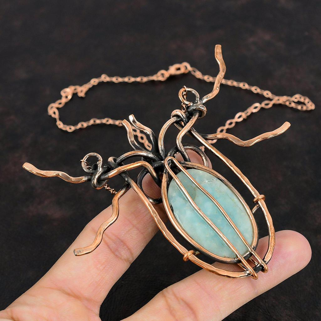 Hemimorphite Necklace Copper Wire Wrapped Jewelry Gemstone Adjustable Necklace Handmade Necklace Copper Wire Wrap Necklace Anniversary Gifts