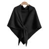 Women Shawl Wraps Solid Color Winter Neck Warm Knitted Cardigan Cape Imitation Wool Cashmere Shoulder Poncho Coat Shawl Scarf