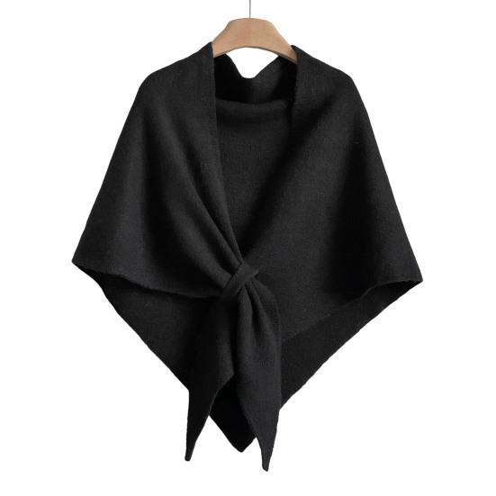 Women Shawl Wraps Solid Color Winter Neck Warm Knitted Cardigan Cape Imitation Wool Cashmere Shoulder Poncho Coat Shawl Scarf
