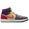 Air Jordan 1 Mid SE разноцветные женские кроссовки French-Blue Fire-Red Beach DN3738-400