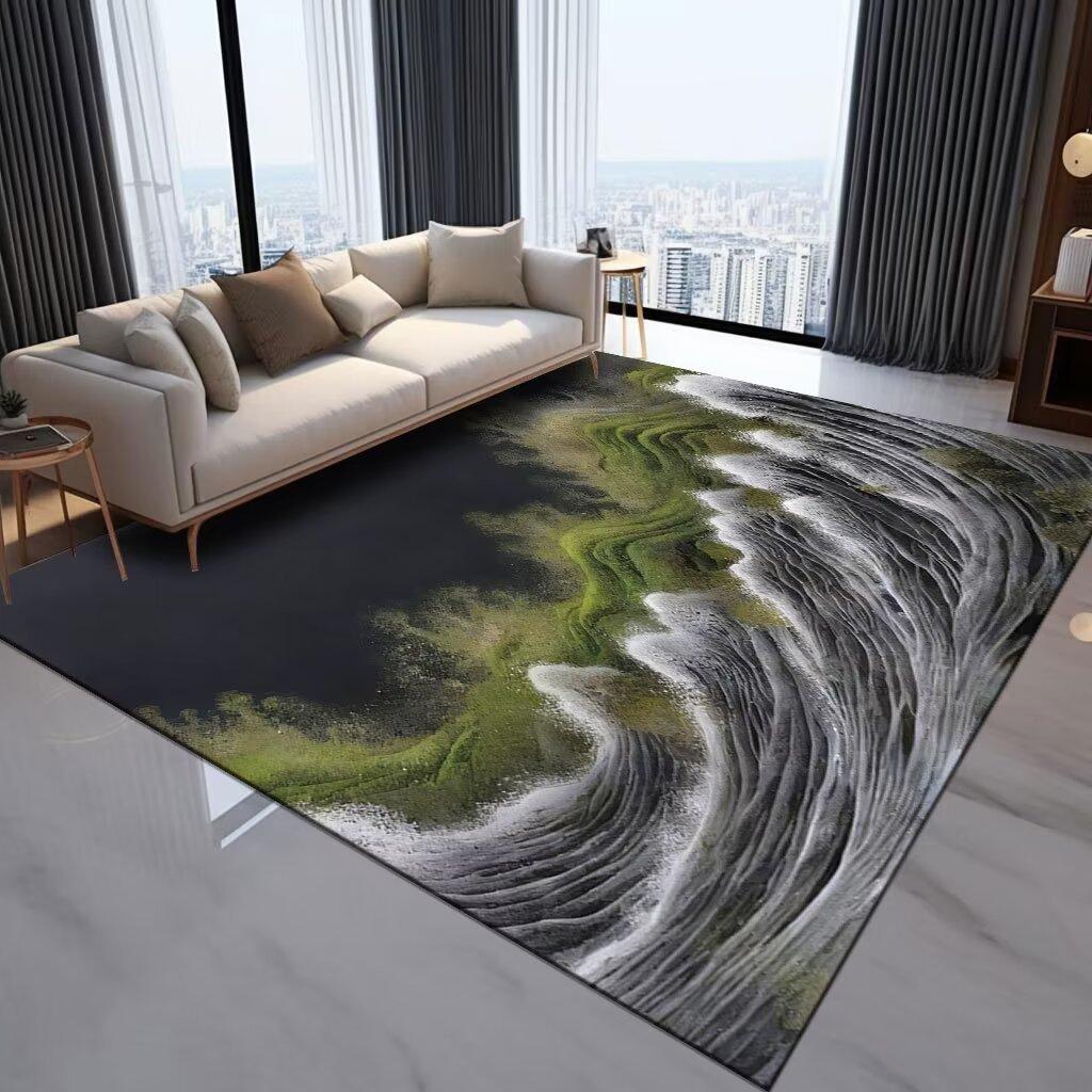 Modern Ombre Carpet Blue Brown Geometric Pattern Large Non Slip Area Rug for Living Room Sofa Home Decor