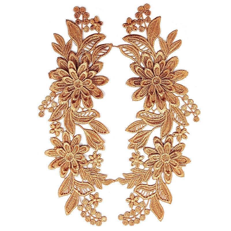1 пара вышитых нашивок с отделкой 3D цветочная аппликация для одежды сумки кружево цветок DIY полые изысканные значки аксессуары 23X8 см