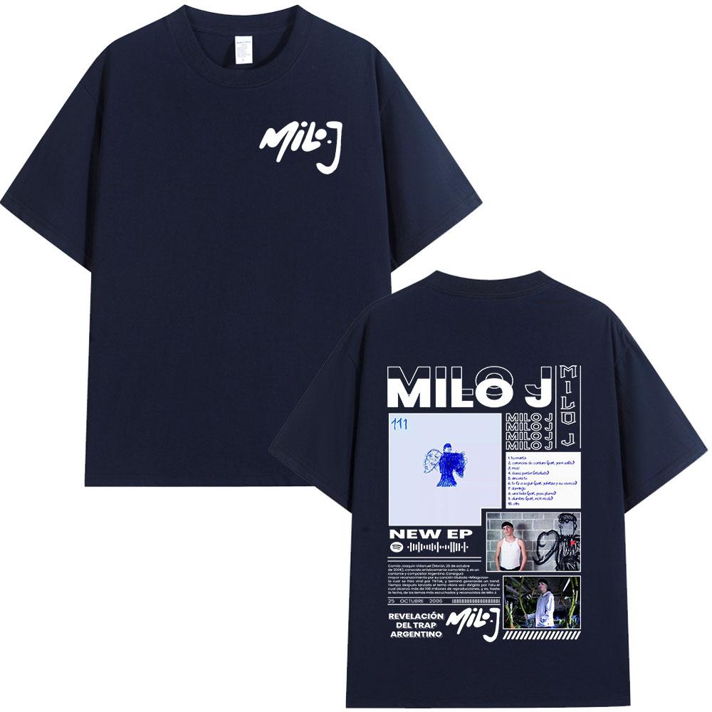 Rapper Milo J 111 Album Graphic Print Tshirts Unisexs Women Fashion Hip Hop Oversized T Shirts Cotton Casual Short Sleeve Tshirt