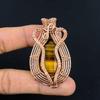 Tiger Eye Pendant, Handmade Gemstone 999 Copper Wire Wrapped Pendant Antique Jewelry, For Gift Silver Jewelry