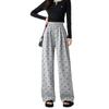 Velvet Thickened Sweatpants for Women In Autumn and Winter New High-waist Loose Lace-up Bow Straight-leg Pants Design Wide-leg Pants