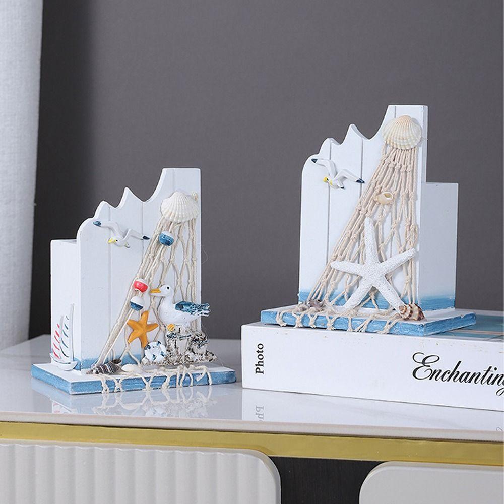 Large Capacity Wooden Pen Holder Ocean Style Pen Container  Office Desktop Decoration