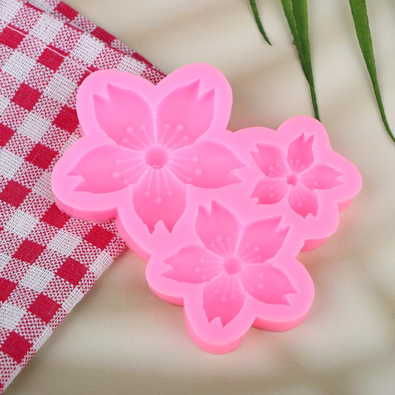 1Pc 3 Cavity Sakura Flower Shape Silicone Mold Sun Flower Fondant Chocolate Birthday Cake Decoration Baking Home Mold