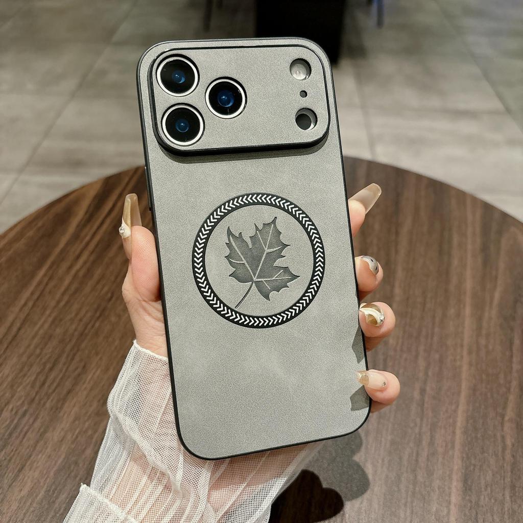Роскошный замшевый магнитный чехол с кленовым листом для Apple 17 Pro Max